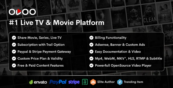 OVOO Live TV & Movie Portal CMS with Membership System