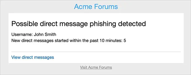 Direct message phishing detect